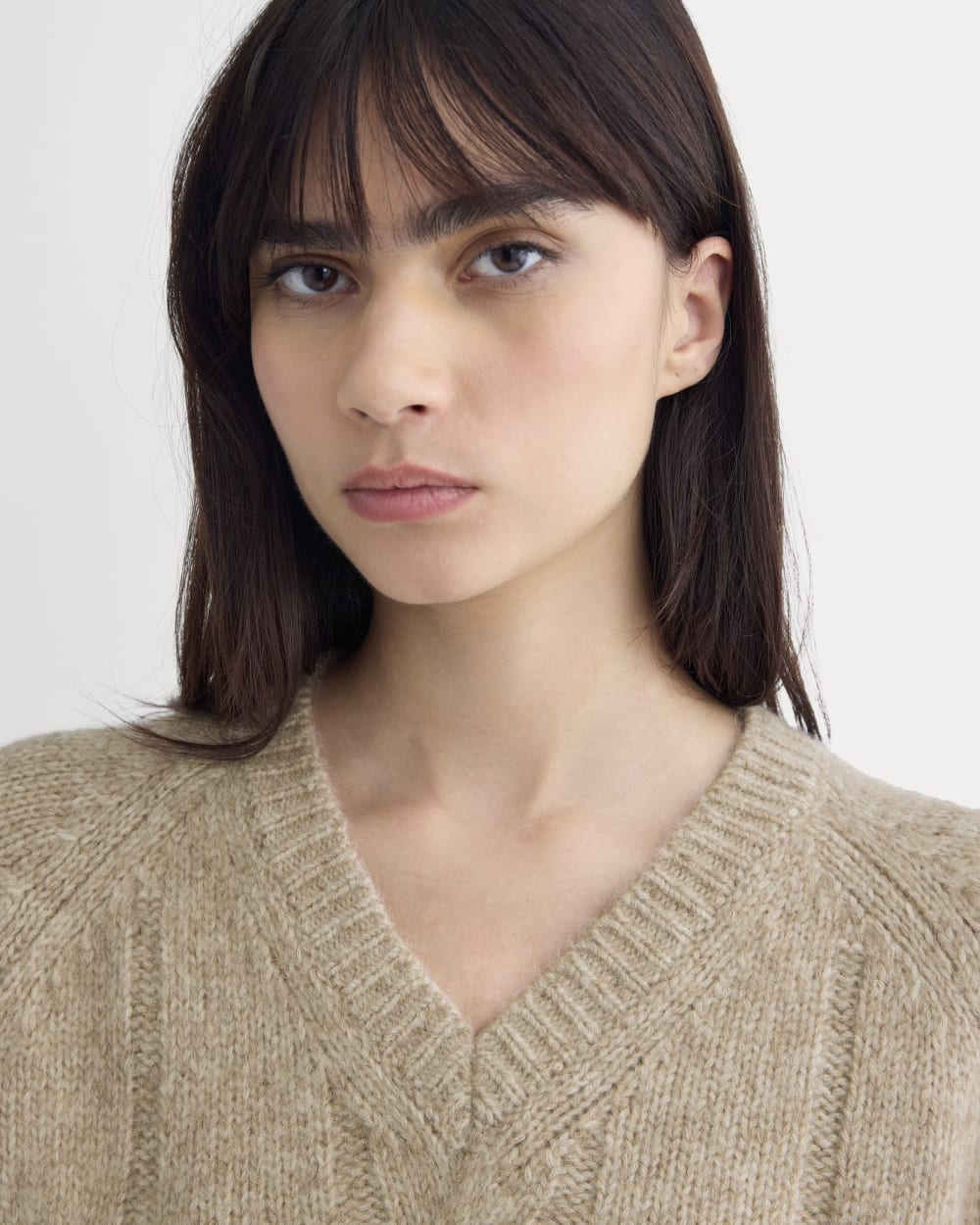 Cloud Cable V-Neck Sweater | Heathered Oatmeal - Image 4