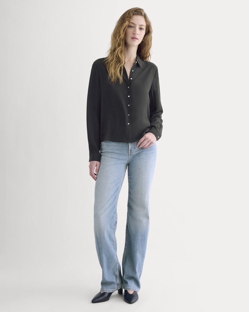 Shrunken Top in Washable Silk | Black - Image 4