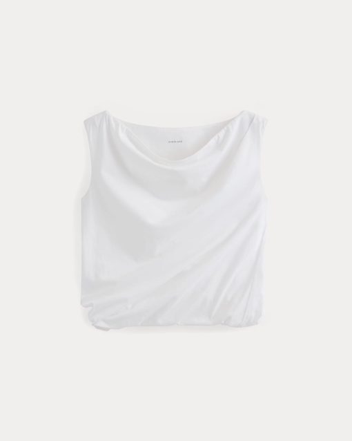 Alternative view of Boatneck Twisted Top in Essential Cotton | White