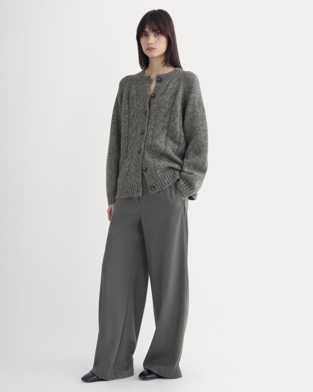 Cloud Cable Cardigan | Heather Charcoal - Image 3