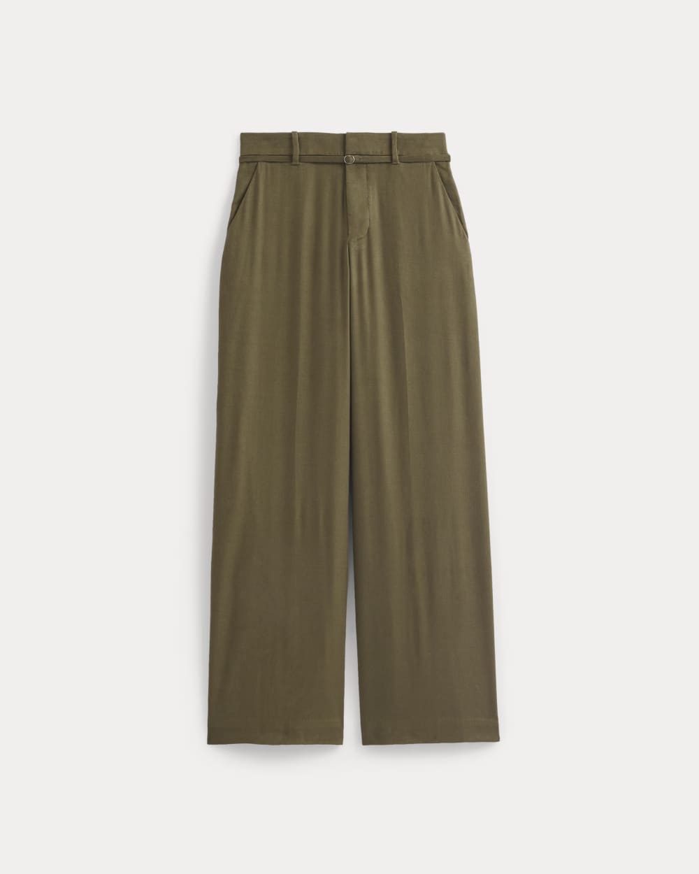 Wide-Leg Belted Pant in Stretch Linen | Beech | Long - Image 2