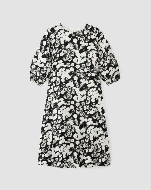 Alternative view of The Linen A-Line Midi Dress | Black / Bone Floral