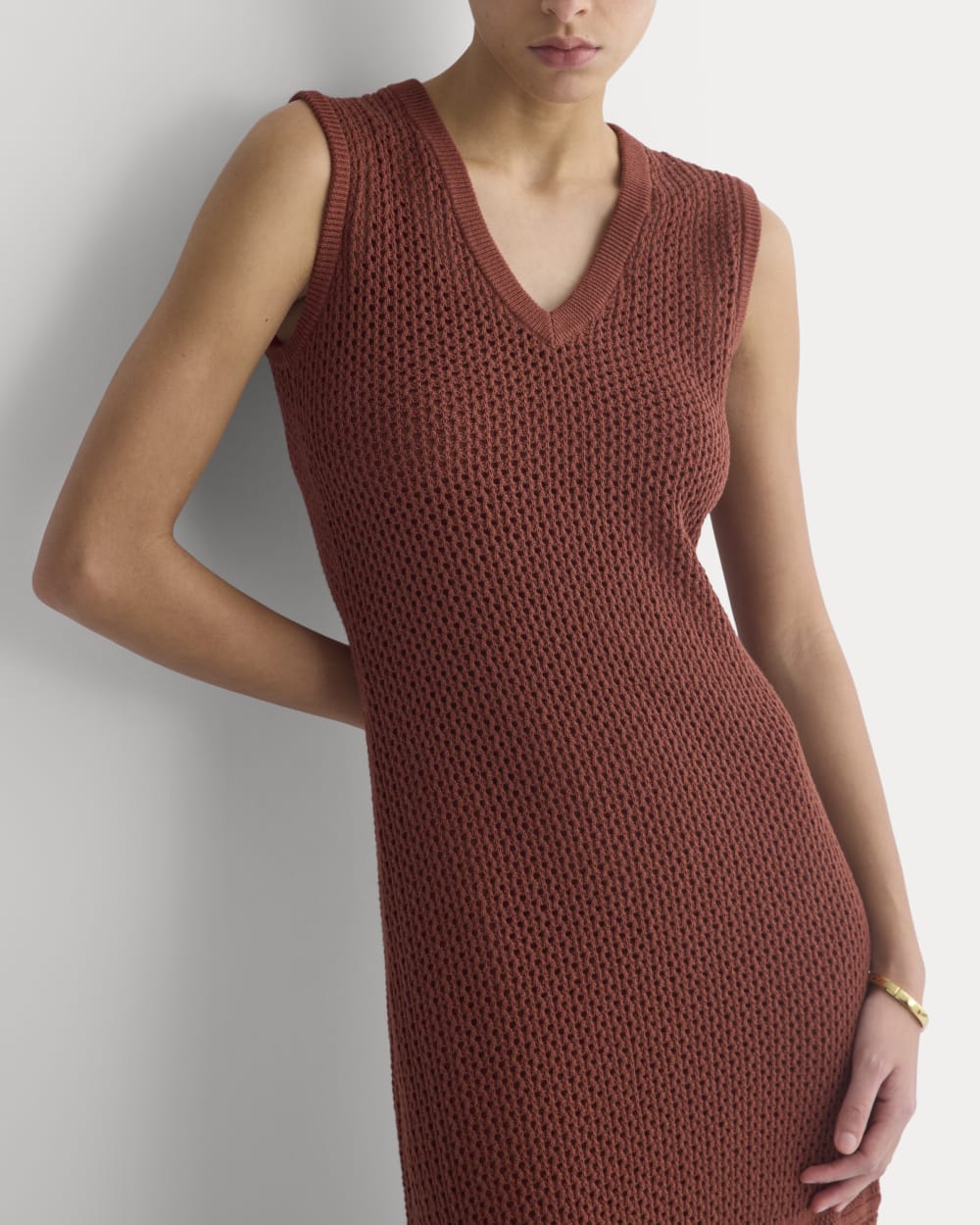 Lace Knit Maxi Sweater Dress | Henna Red - Image 3