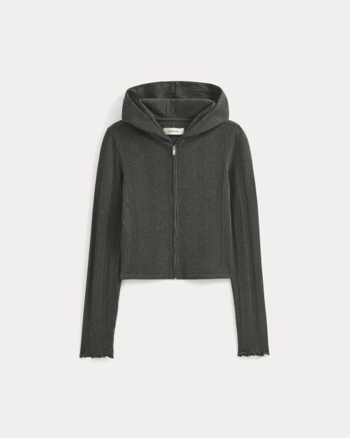 Alternative view of Lounge Rib Hoodie | Heathered Soot