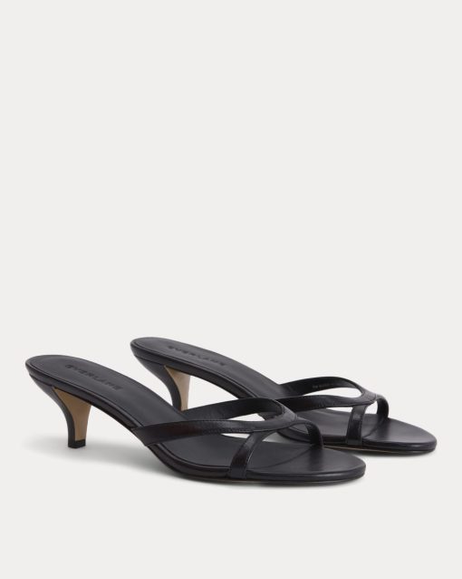 Alternative view of Sculpted Heel Sandal | Black Leather
