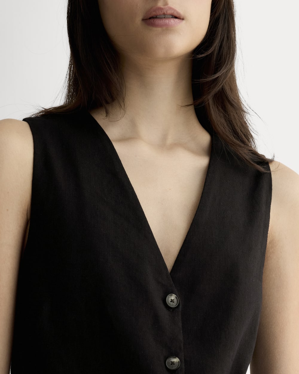The Vest in Stretch Linen | Black - Image 4