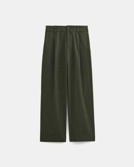 Alternative view of Wide-Leg Trouser in Buttersmooth | Dark Green | 32 Inseam