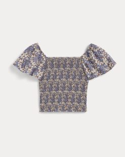 Alternative view of The Gauze Smocked Top | Mocha Floral