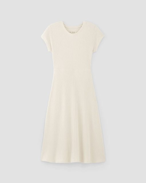 Alternative view of The Rib-Knit Cap-Sleeve Midi Dress | Bone