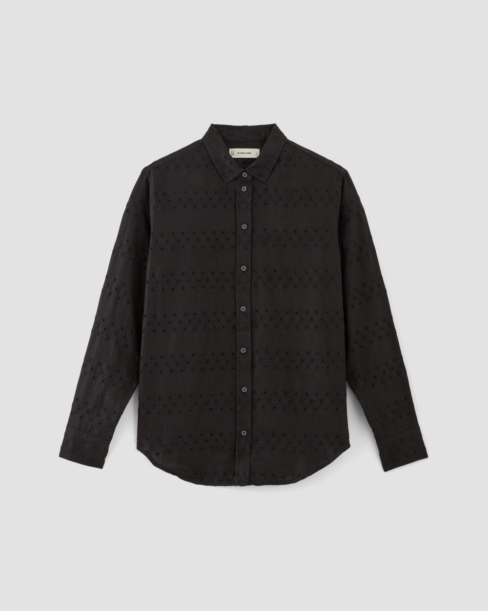The Linen Eyelet Relaxed Shirt | Black Eyelet - Image 2