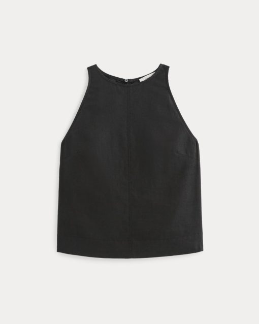 Alternative view of The Linen High-Neck Tank | Black
