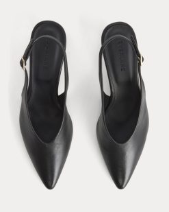 Alternative view of Pointed-Toe Slingback Heel | Black Leather