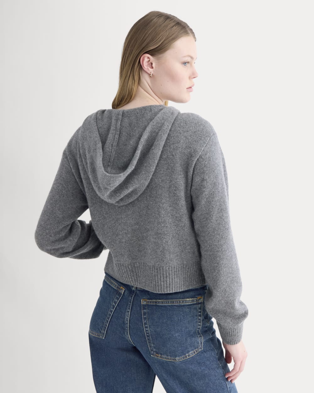 Full-Zip Hoodie in Wool Cashmere | Heather Charcoal - Image 5