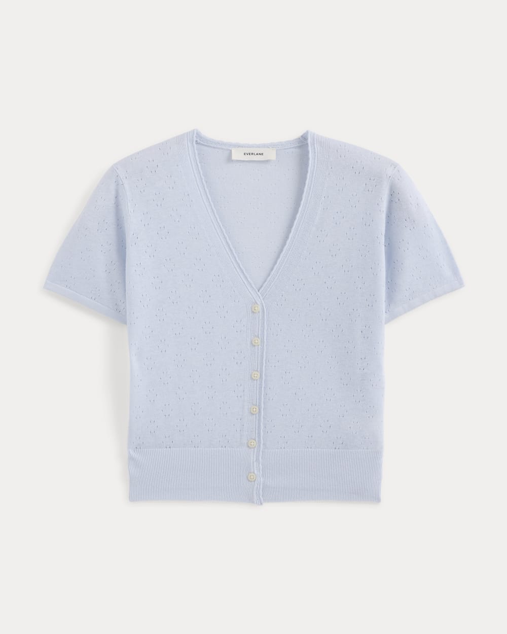 Lace Trim Cardigan in Fine Linen | Skywriting - Image 2