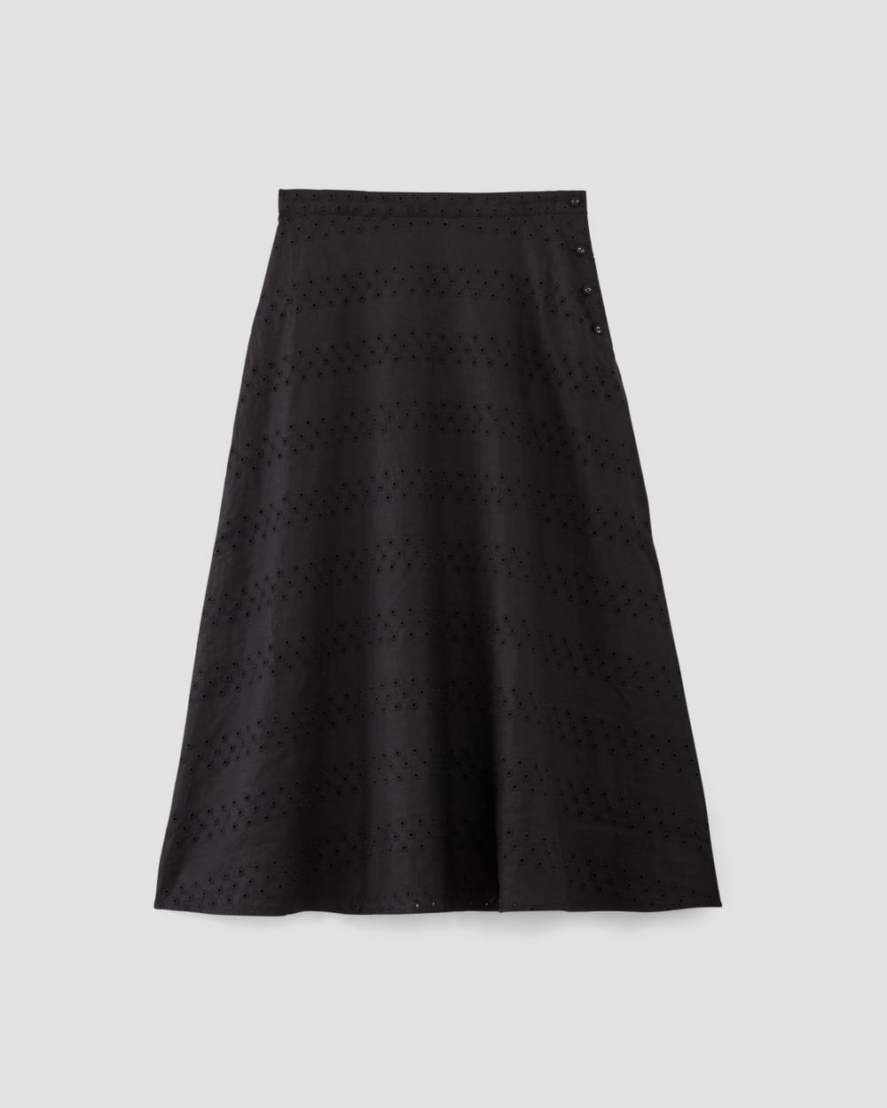 The Linen Eyelet Midi Skirt | Black Eyelet - Image 2