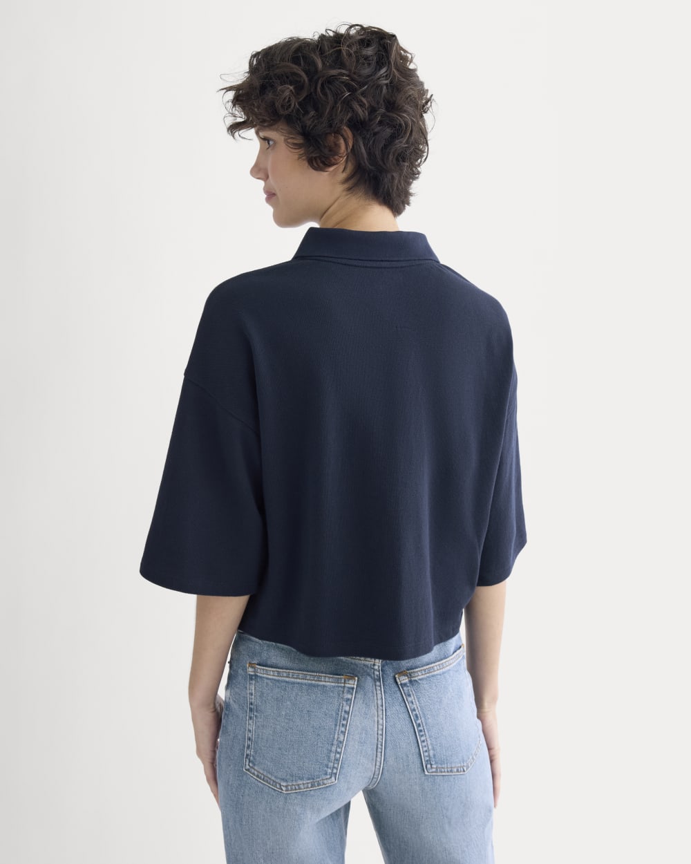 Pique Boxy Polo | Navy - Image 5