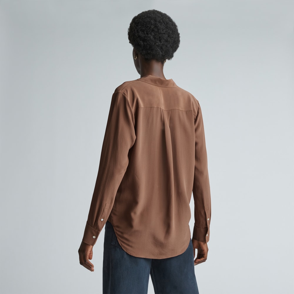 The Must-Have Shirt in Washable Silk | Carob Brown - Image 3