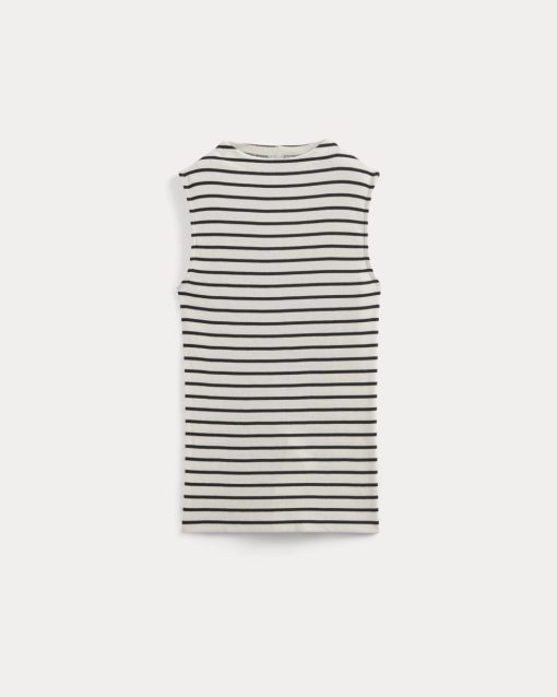 Alternative view of The Luxe Rib Funnel-Neck Tank | Bone / Black
