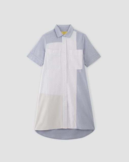 Alternative view of The Everlane x Marques' Almeida Patchwork Daytripper Dress | Blue Stripe Patchwork