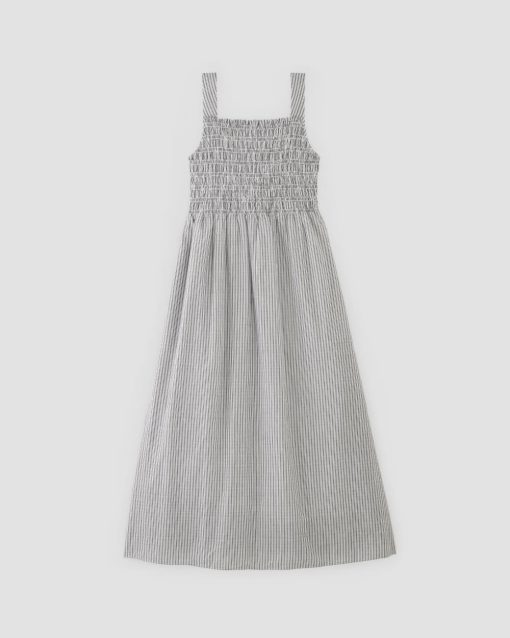 Alternative view of The Gauze Smock Dress | White / Black