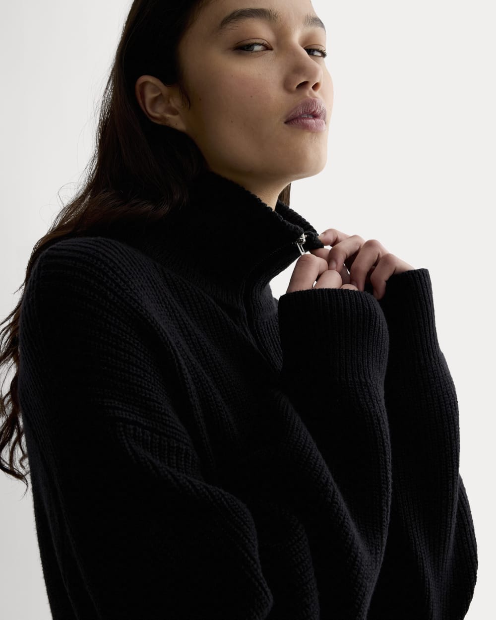 The Half-Zip in Everyday Cotton | Black - Image 4