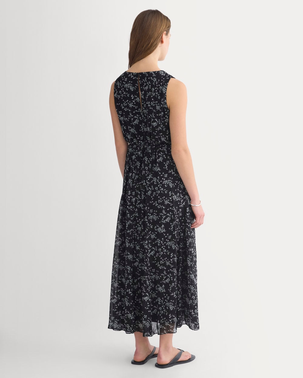 Maxi Dress in Silk Georgette | Floral/Black - Image 5