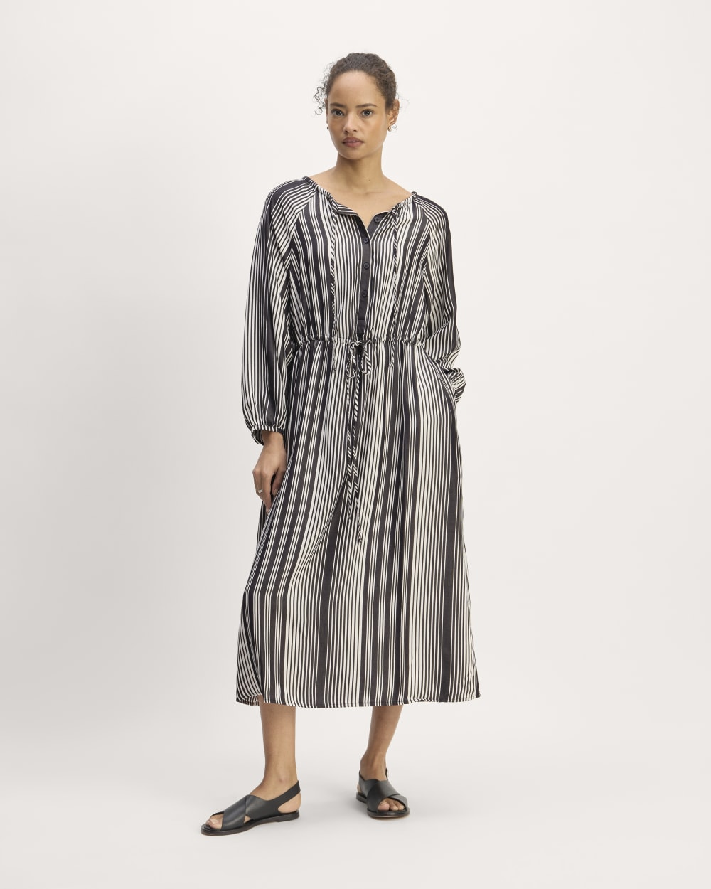 The TENCEL™ Gathered Maxi Dress | Black / Bone
