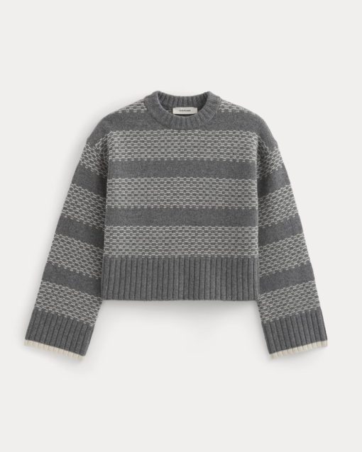 Alternative view of Nordic Cropped Boxy Crew in Luxe Merino | Heathered Mid Grey