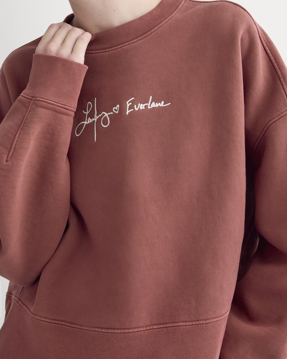 Everlane x The Laufey Foundation Cropped Sweatshirt | Dusty Red - Image 4