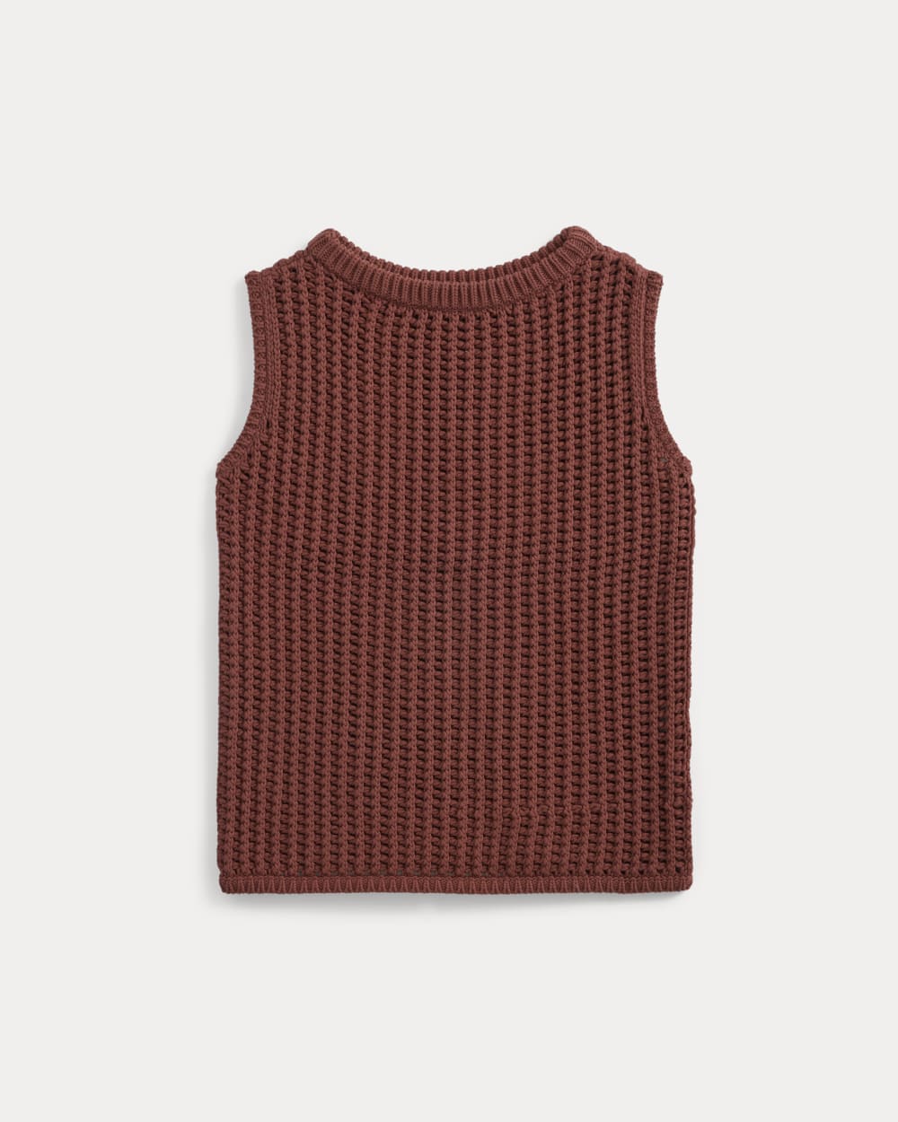 Open-Knit Tunic Vest in Elevated Cotton | Henna Red - Image 2