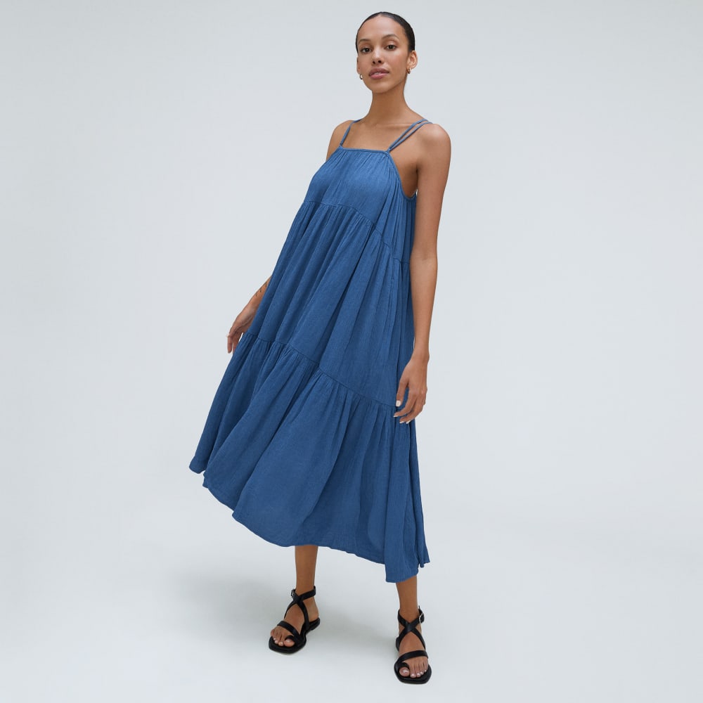 The Naia™ Ripple Tiered Maxi Dress | Deep Blue - Image 6