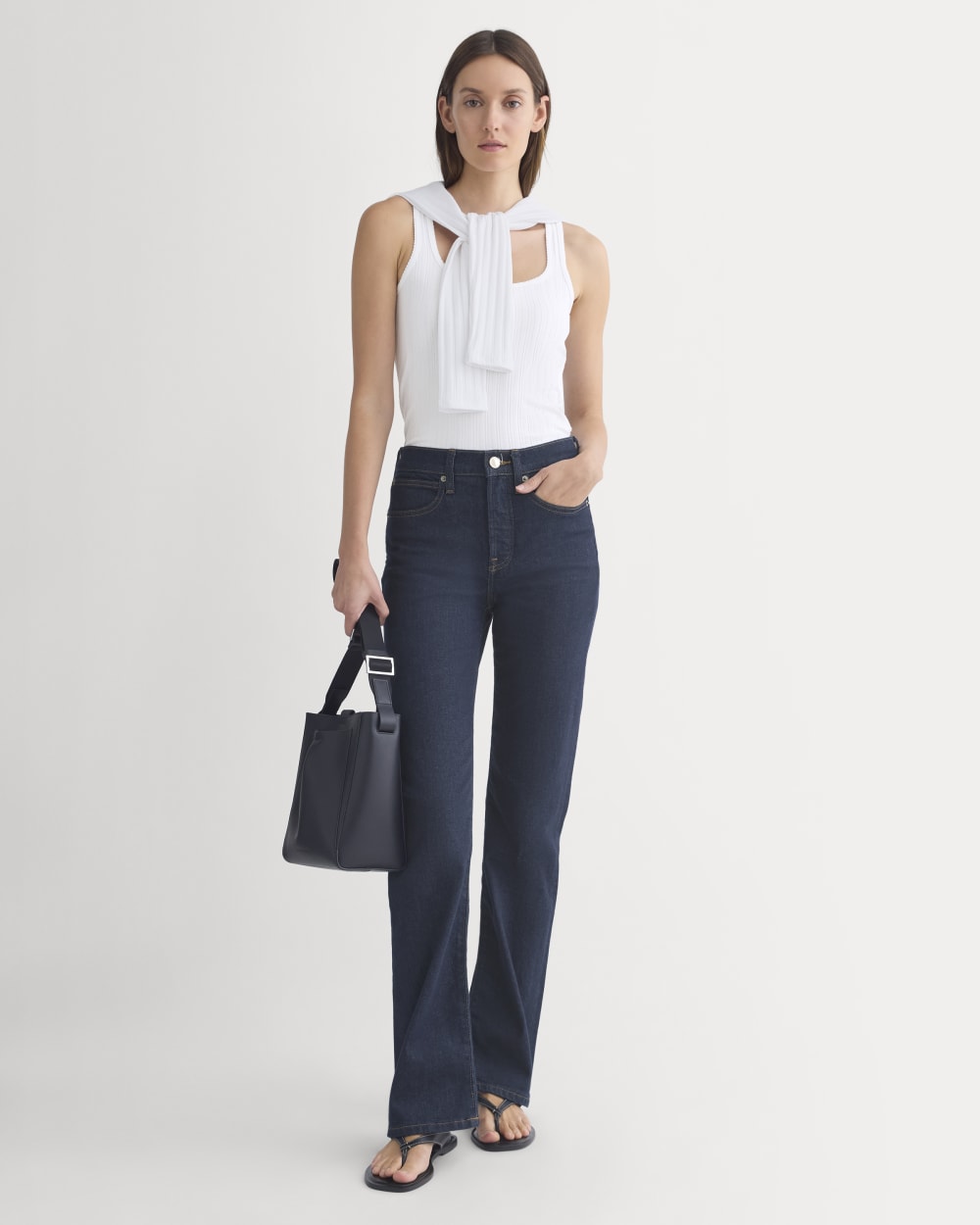 Scoop-Neck Tank in Pointelle | White - Image 3
