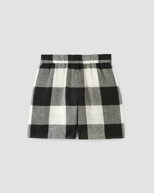 Alternative view of The Linen Easy Short | Bone / Black Check