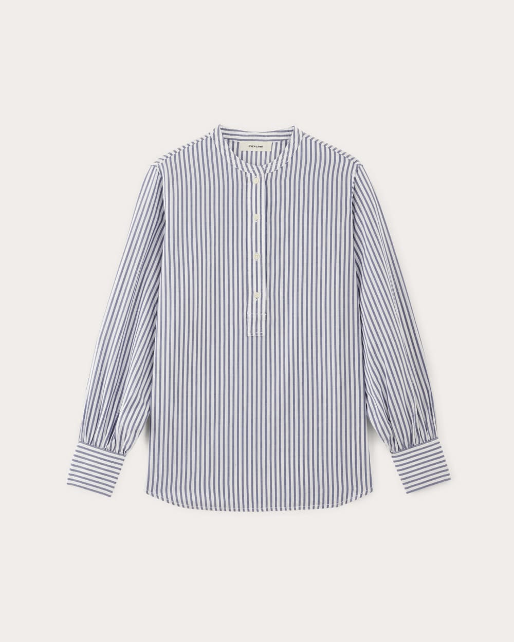 The Henley Shirt in Silky Cotton | White / Bellwether Blue - Image 2