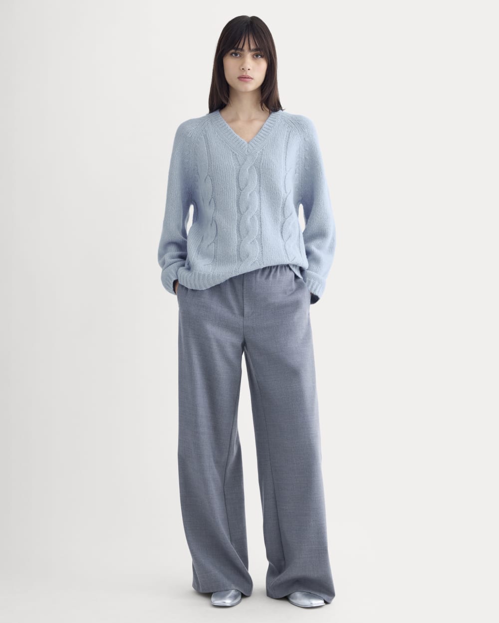 Cloud Cable V-Neck Sweater | Forever Blue - Image 3