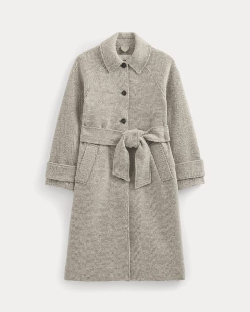 Alternative view of Italian Belted Overcoat | Taupe Herringbone