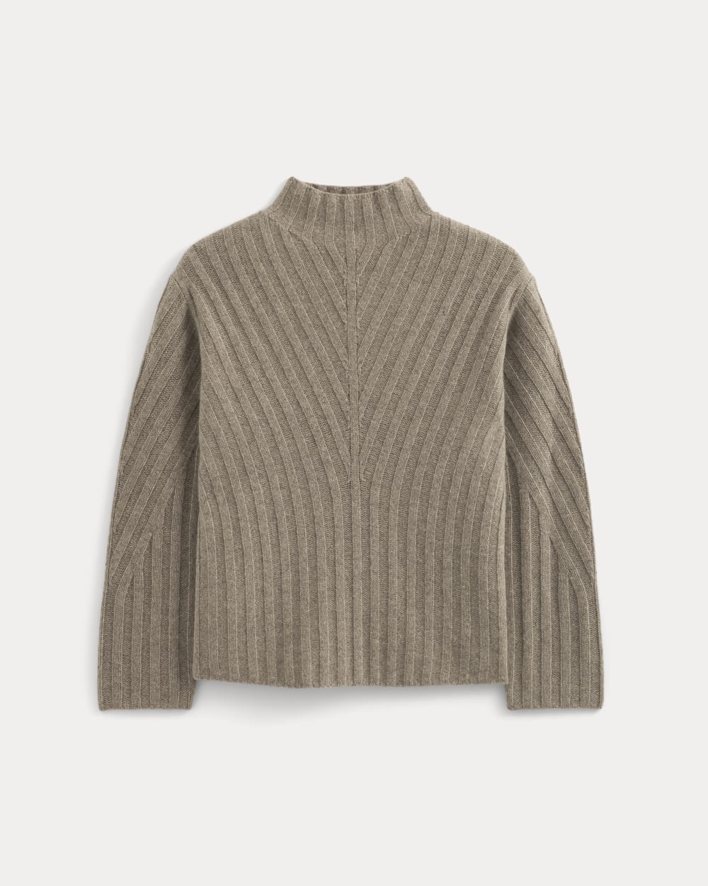 Funnel-Neck Sweater in Wool Cashmere | Light Heathered Taupe - Image 2