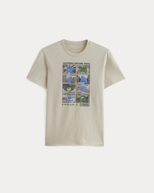 Alternative view of The Everlane x Parks Project Essential Organic Crew | Forged Iron / Birch / Granada Sky Blue / Green