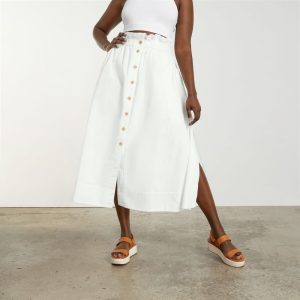 Alternative view of The Easy Button-Front Skirt | White