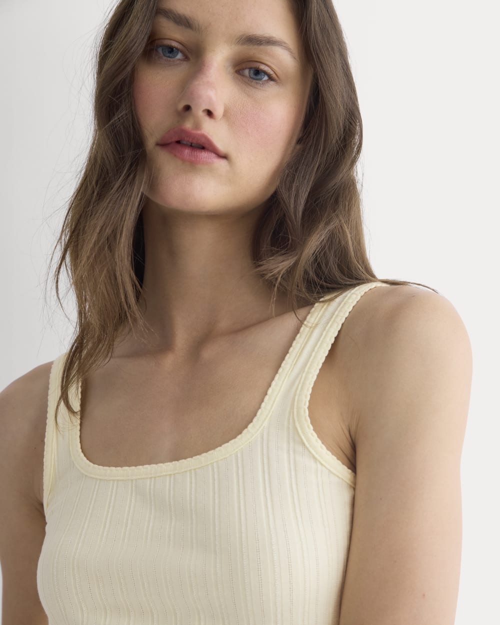 Scoop-Neck Tank in Pointelle | Lemon Icing - Image 4