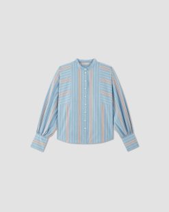 Alternative view of The Oversized Raglan Shirt | Parisian Blue / Black / Rusted Red / Bone