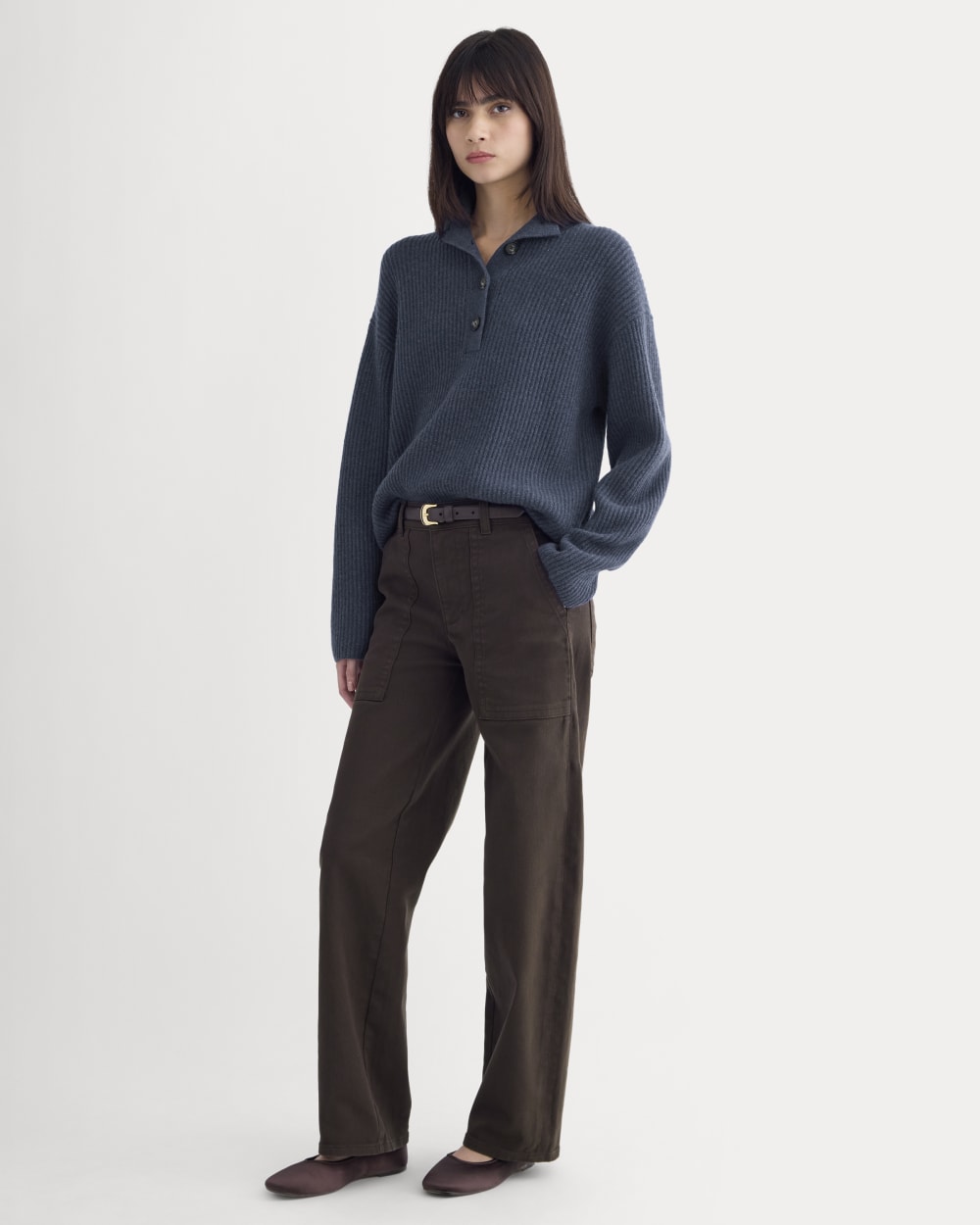 The Cocoon Henley in Wool Cashmere | Indigo - Image 3
