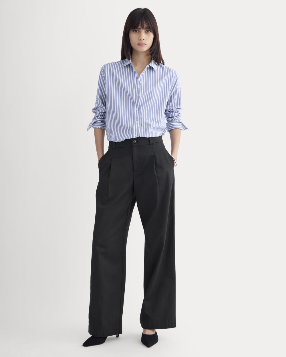 The Must-Have Shirt in Silky Cotton | Bone / Mazarine Blue - Image 3