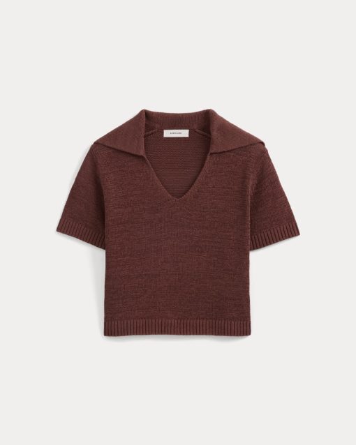 Alternative view of Open Collar Polo | Henna Red