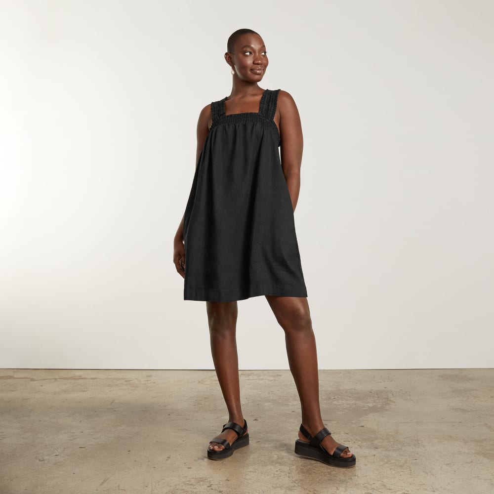 The Smocked Linen Dress | Black - Image 2
