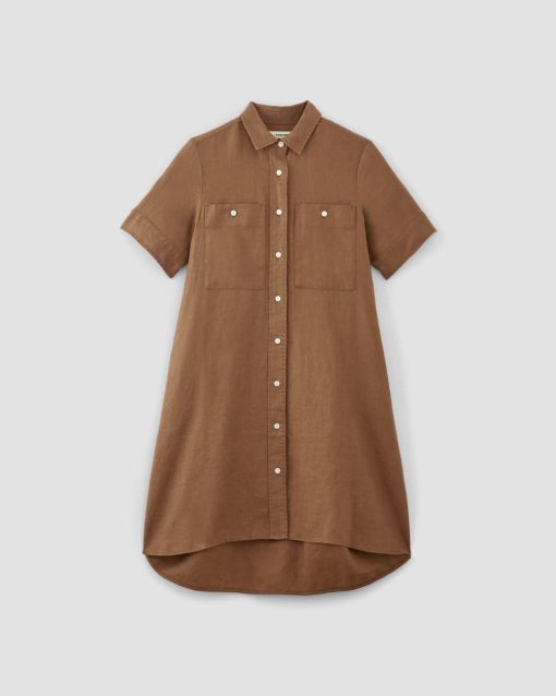 Alternative view of The Daytripper Dress in Linen | Carob Brown