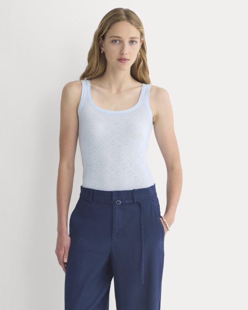 Lace-Trimmed Tank in Fine Linen | Skywriting