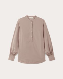 Alternative view of The Henley Shirt in Silky Cotton | Dusty Rose