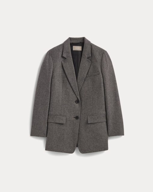 Alternative view of The Oversized Blazer in Wool | Grey Herringbone