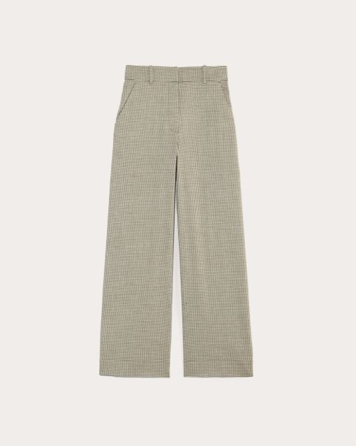Alternative view of The Wide-Leg Pant in Stretch Linen | Deep Taupe Mini Gingham